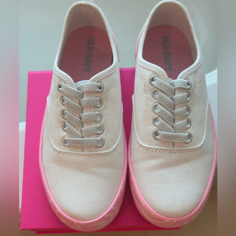 Old Navy Toddler White and Pink Sneakers